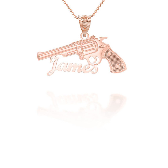 Rose Gold Personalized Name Gun Pendant Necklace
