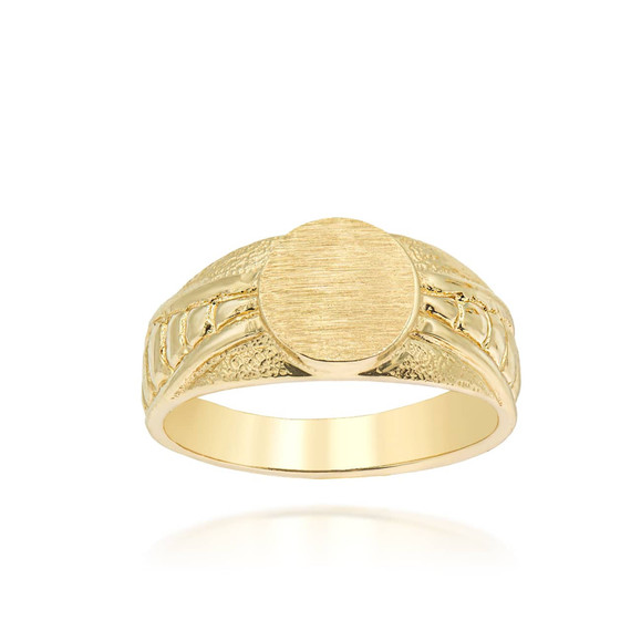 Gold Dainty Textured Signet Ring