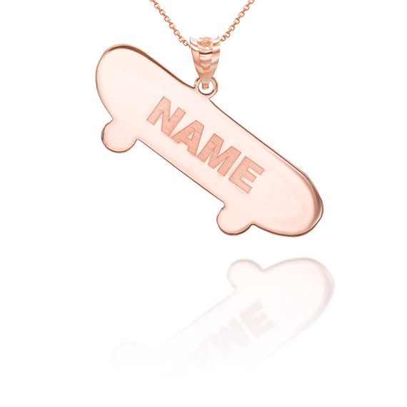 Rose Gold Personalized Skateboard Pendant Necklace
