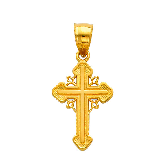 14K Gold Trinity Cross Charm Pendant