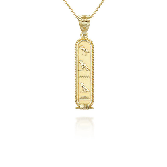 Solid Yellow Gold Egyptian Cartouche Necklace