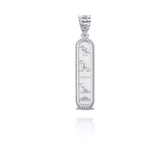 Solid White Gold Egyptian Cartouche Pendant
