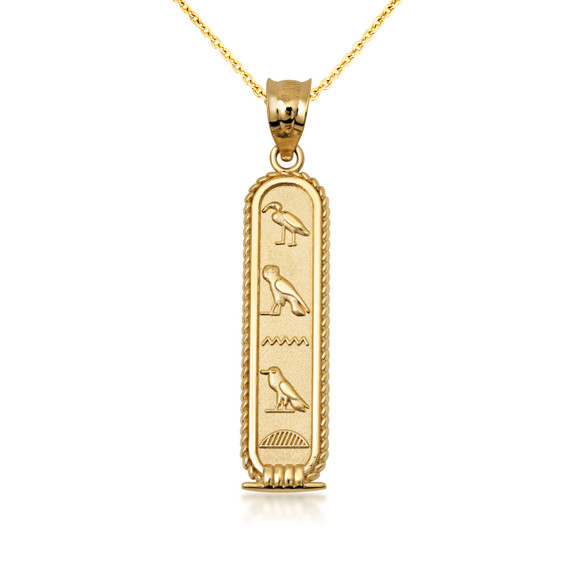 Solid Gold Egyptian Cartouche Necklace (Available in Yellow Gold, Rose Gold, White Gold)