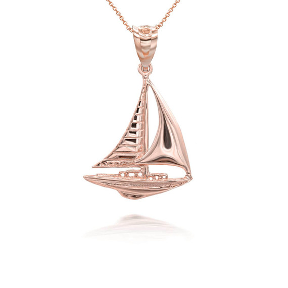 Rose Gold Maritime Sail Boat Nautical Pendant Necklace