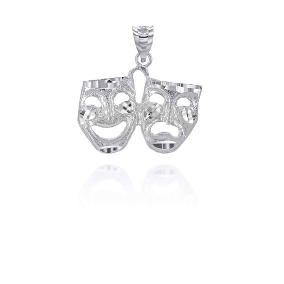 Gold Diamond Cut Comedy & Tragedy Drama & Theater Masks Pendant