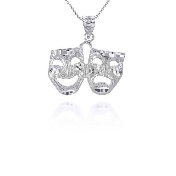 Gold Diamond Cut Comedy & Tragedy Drama & Theater Masks Pendant