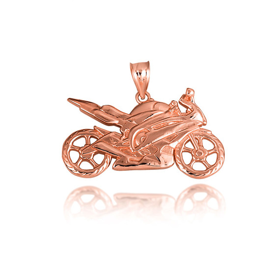 Rose Gold Motorcycle Biker Freedom Ride Pendant