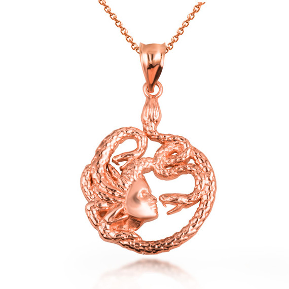 Rose Gold Greek Myth Medusa Divine Power of Femininity Pendant Necklace