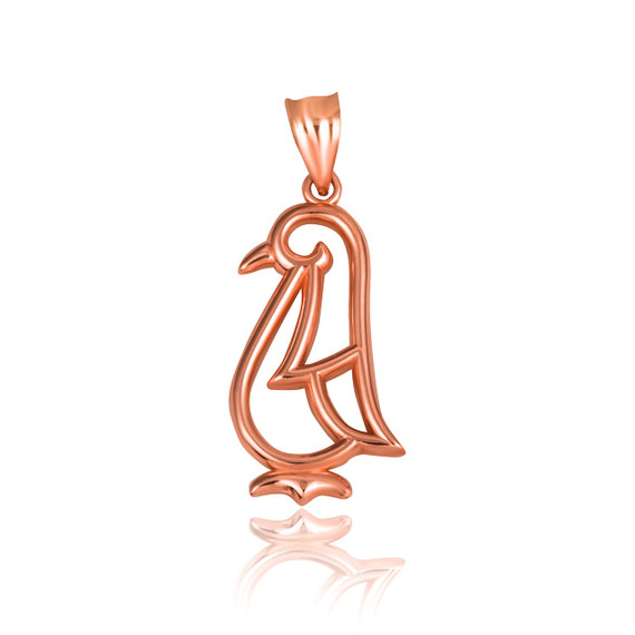 Rose Gold Openwork Penguin Outline Pendant