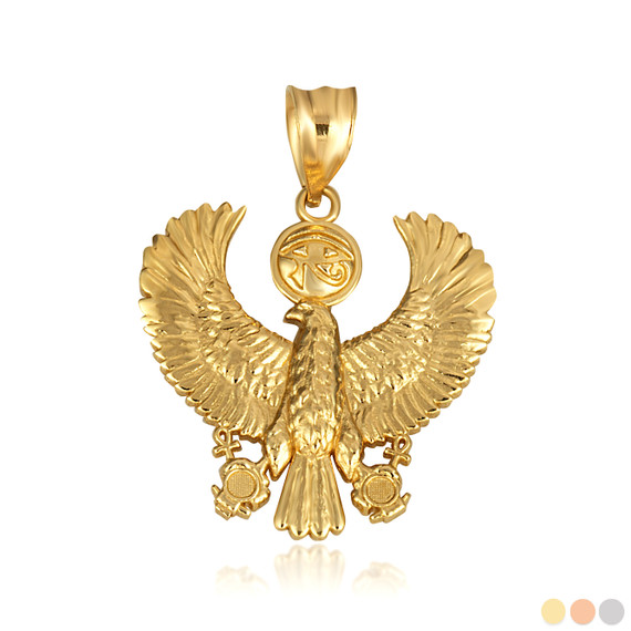 Gold Egyptian Eye of Horus Falcon Ankh Pendant Necklace | Factory