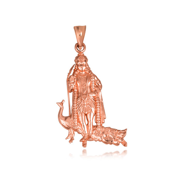 Rose Gold Lord Murugan-Karttikeya Hindu God of War, Power, and Strength Pendant