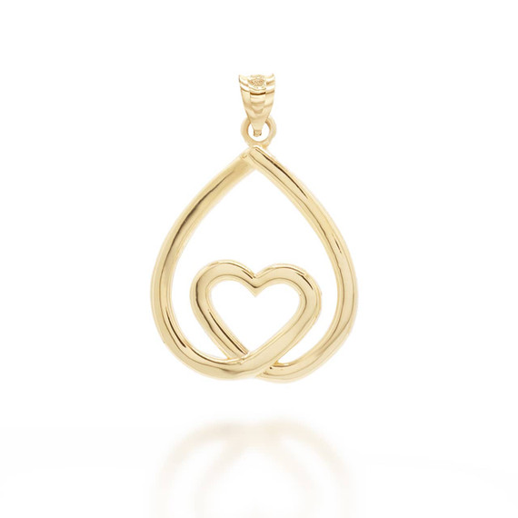 Gold Teardrop Eternity Heart Pendant