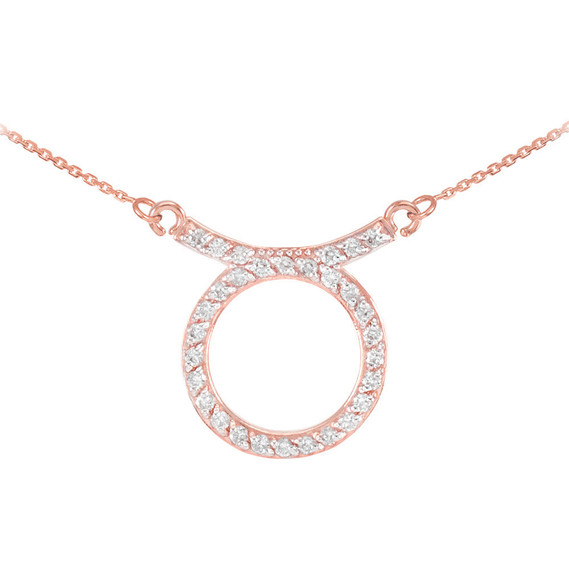 Rose Gold Taurus Diamond Sideways Necklace