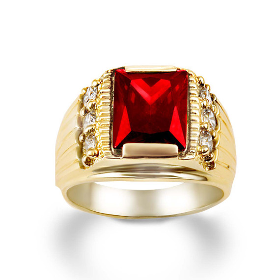 Yellow Gold Personalized Square Birthstone CZ Statement Ring