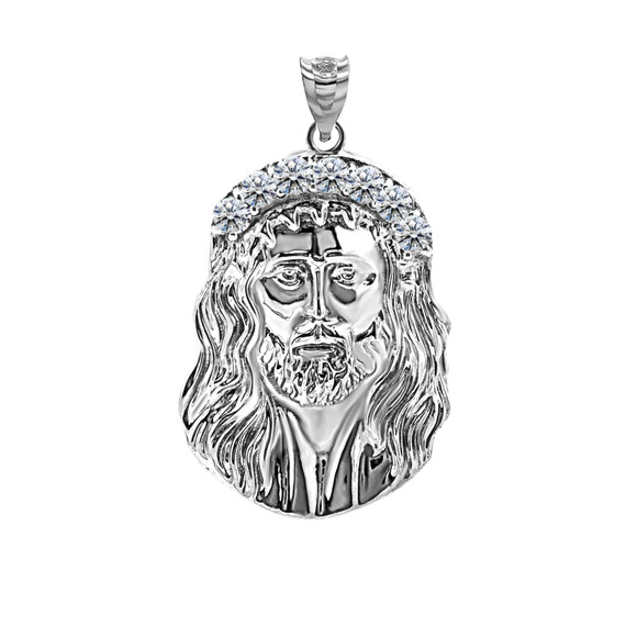 .925 Sterling Silver Jesus Christ Studded Crown of Thorns Pendant (S,M,L)