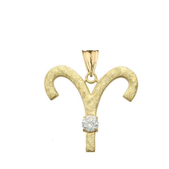 Gold Custom Satin Finish Zodiac Sign Birthstone Astrology Pendant