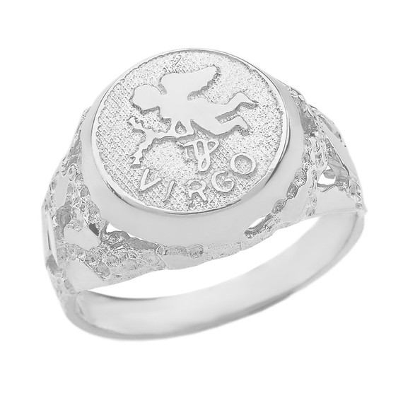 12 Astrological Silver Zodiac Sign Nugget Rings