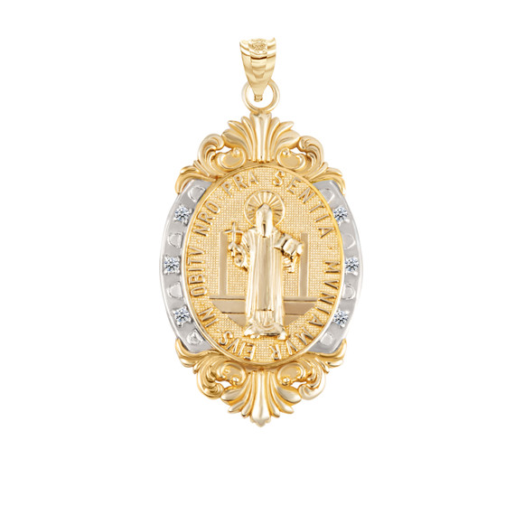 Oval Diamond San Benito Medallion Victorian Frame Pendant