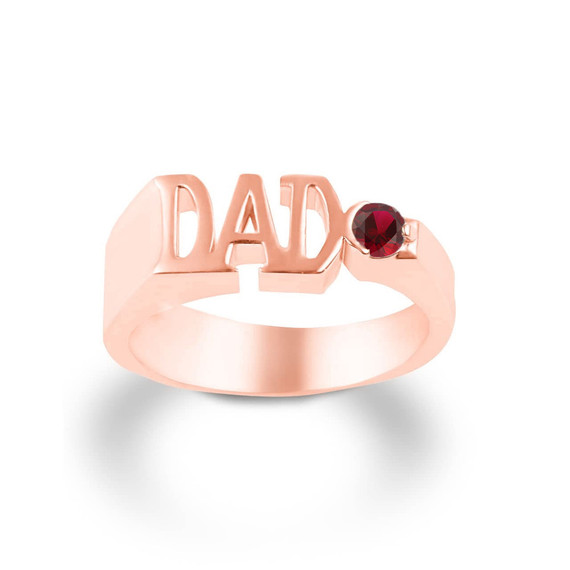 Rose Gold Personalized "DAD" Birthstone Father's Ring