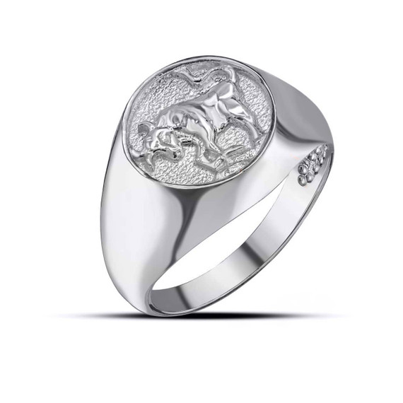 .925 Sterling Silver Men's Custom Taurus Zodiac Sign Signet Ring