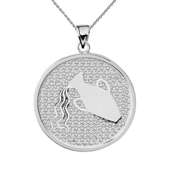12 Astrological Sterling Silver Zodiac Disc Pendant Necklace