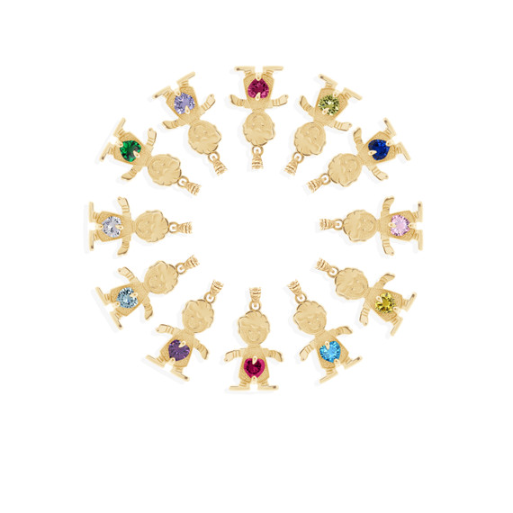 Yellow Gold Boy Heart Birthstone Pendant all birthstones