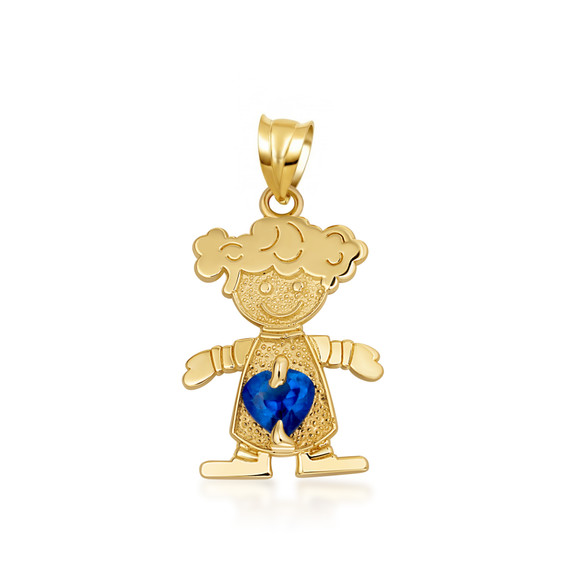 10K/14K Gold Boy/Girl Heart Birthstone Necklace