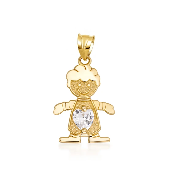 10K/14K Gold Boy/Girl Heart Birthstone Necklace