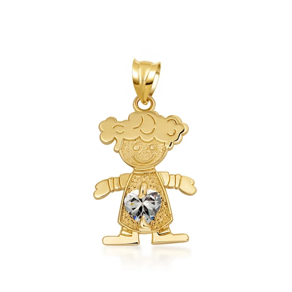 10K/14K Gold Boy/Girl Heart Birthstone Necklace