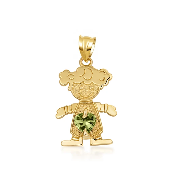 10K/14K Gold Boy/Girl Heart Birthstone Necklace