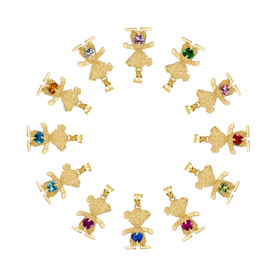 10K/14K Gold Boy/Girl Heart Birthstone Necklace