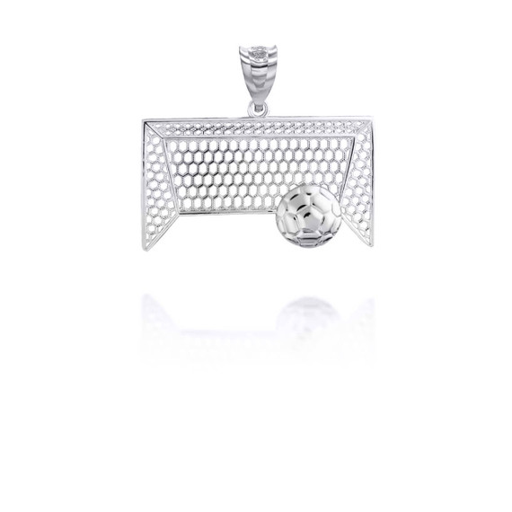 White Gold Soccer Goal Fútbol Sports Pendant S,L | Factory Direct Jewelry