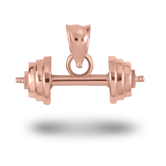 Rose Gold Barbell Weightlifting Fitness Pendant