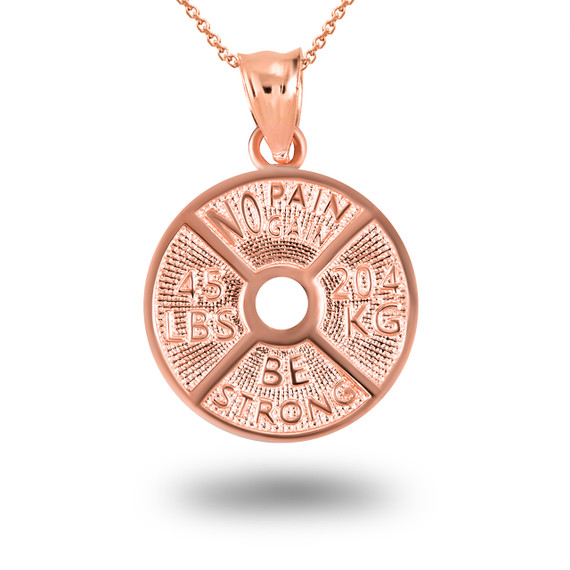 Rose Gold Dumbbell Weight Plate Fitness Gym Pendant Necklace