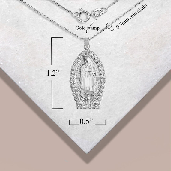 Silver  Gold Guadalupe Illuminated Pendant Necklace with Measurement