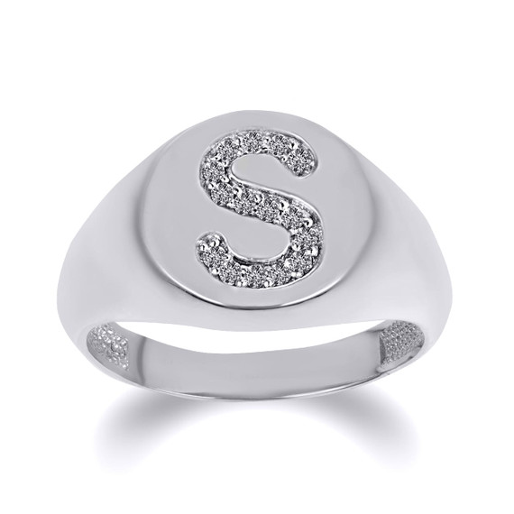 925 Sterling Silver CZ Studded Letter 