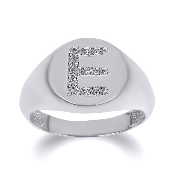 『SA RING 925 19』 925 Sterling Silver CZ Studded Letter 