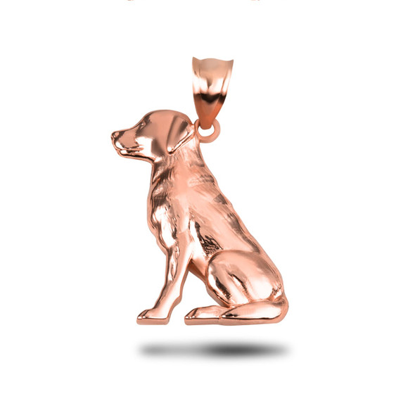 Rose Gold Labrador Retriever Sitting Pet Dog Pendant