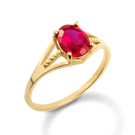 Yellow Gold Ladies Ruby Gemstone Ring