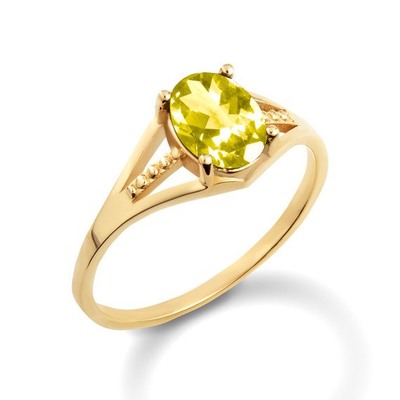 Yellow Gold Ladies Citrine Birthstone Ring