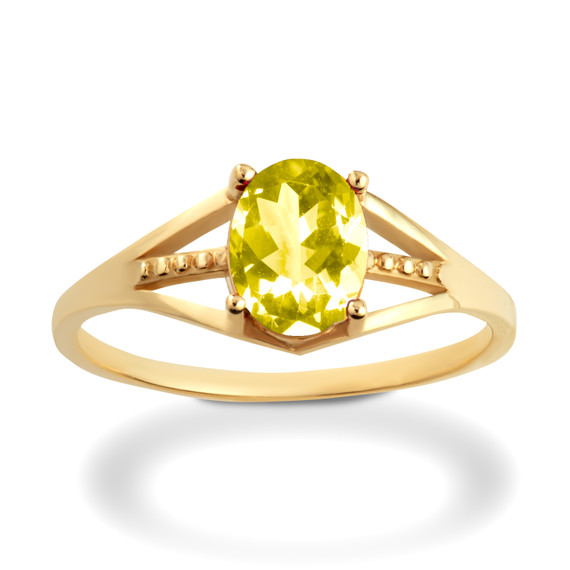 Yellow Gold Ladies Citrine Birthstone Ring