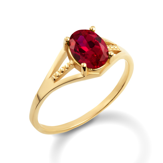 Gold Ladies Garnet Birthstone Ring