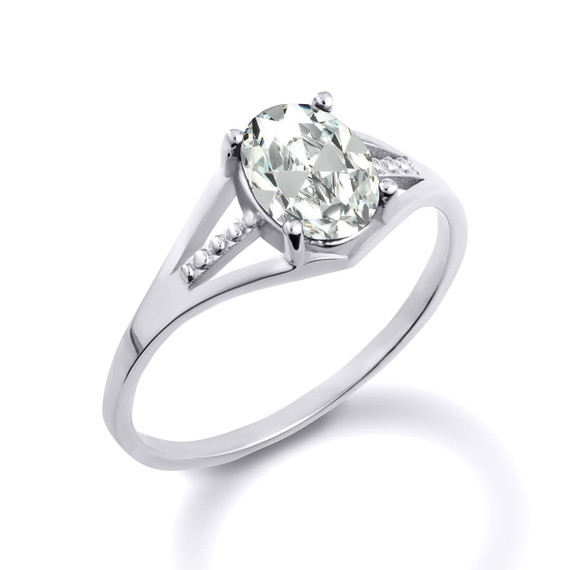 Silver Ladies Clear CZ Birthstone Ring