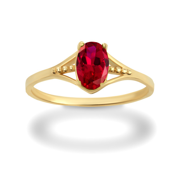 Yellow Gold Baby Ruby Gemstone Ring