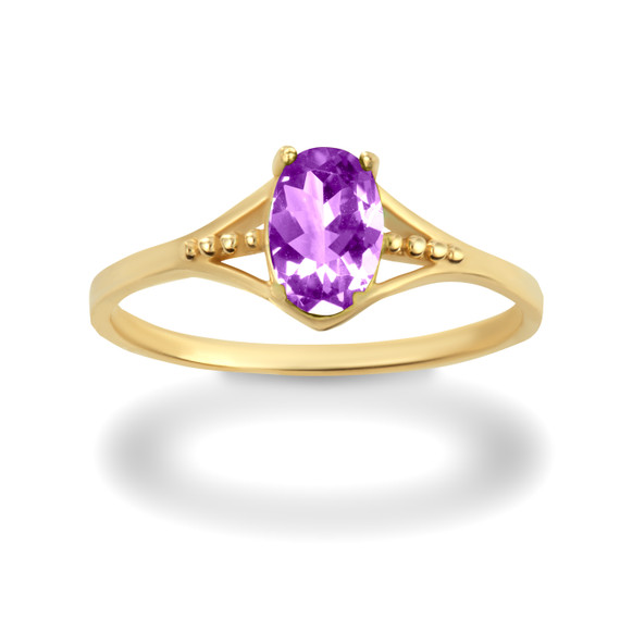 Yellow Gold Baby Amethyst Gemstone Ring