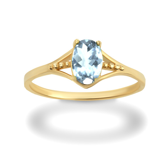 Yellow Gold Baby Aqua Gemstone Ring