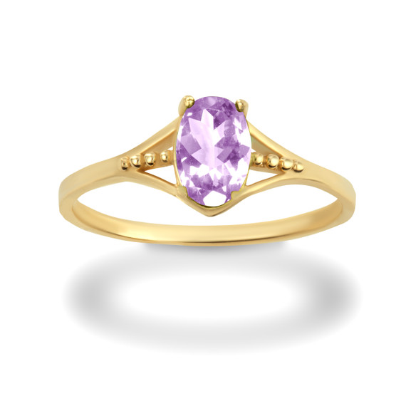 Yellow Gold Baby Pink Alexandrite Birthstone Ring