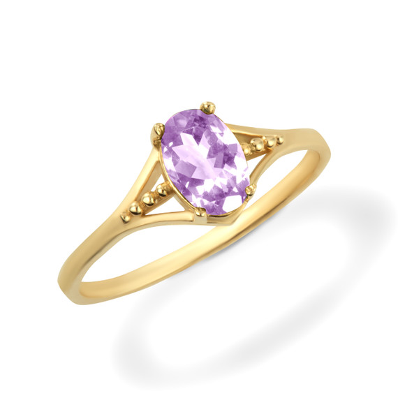 Yellow Gold Baby Pink Alexandrite Gemstone Ring