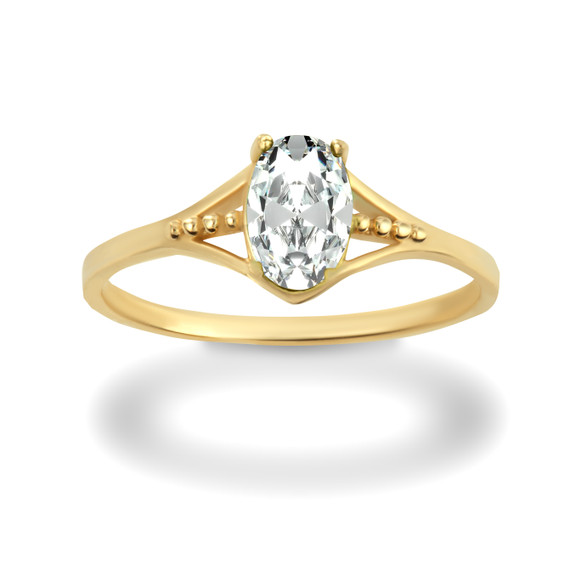 Yellow Gold Baby Clear CZ Birthstone Ring