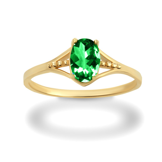Yellow Gold Baby Emerald Birthstone Ring